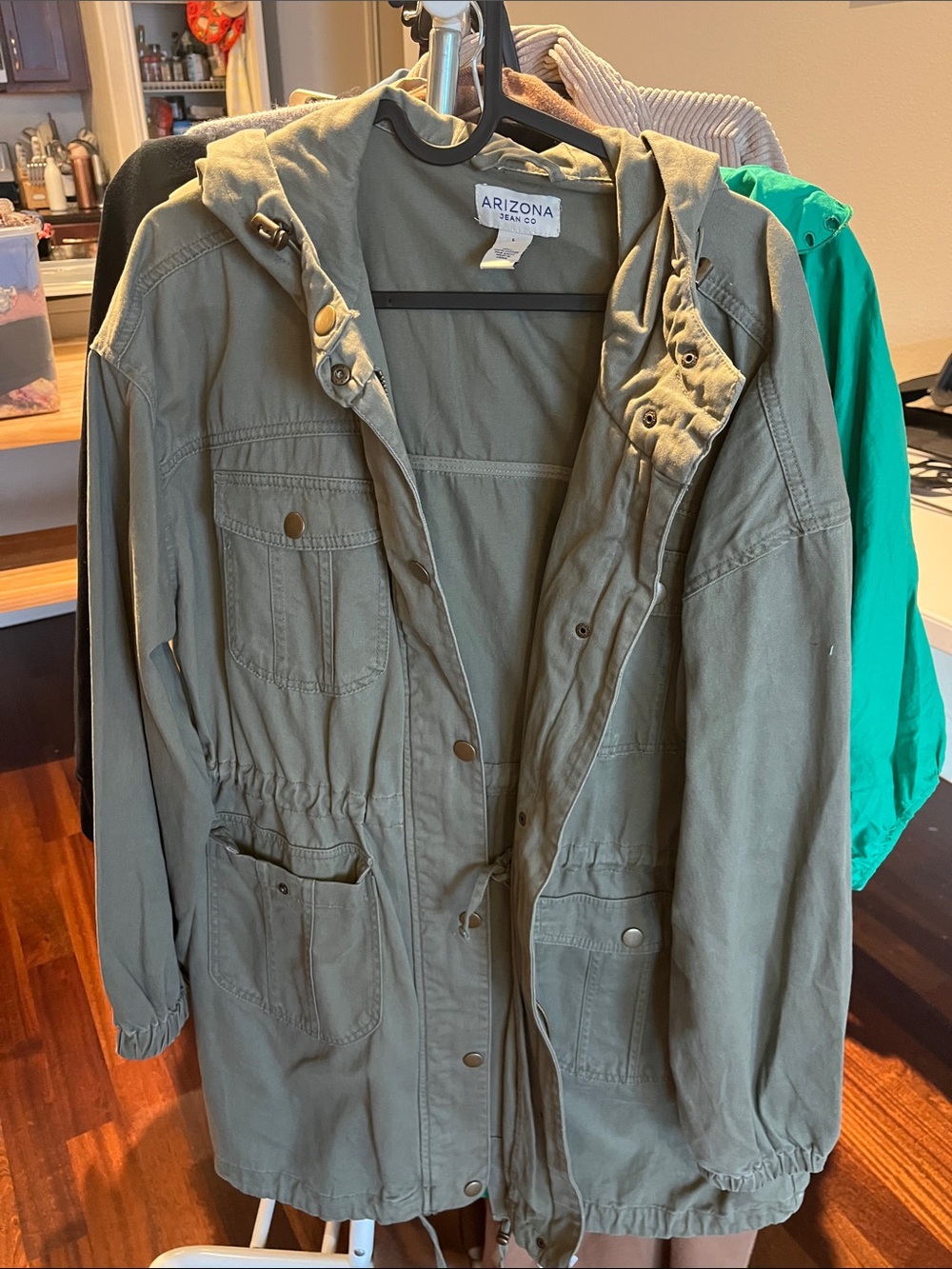 Arizona Jean Company Olive Green Hooded Cotton Jacket